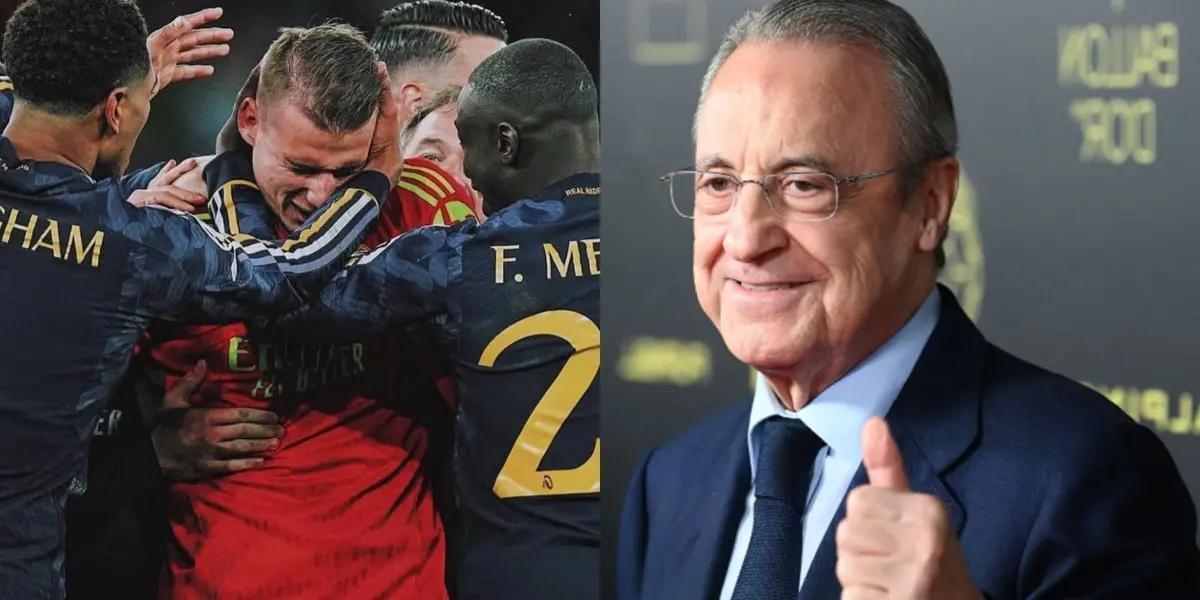 Compañeros celebran con Lunin el pase a semis de Champions League y Florentino Pérez