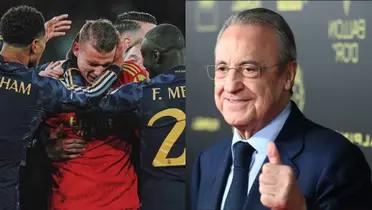 Compañeros celebran con Lunin el pase a semis de Champions League y Florentino Pérez