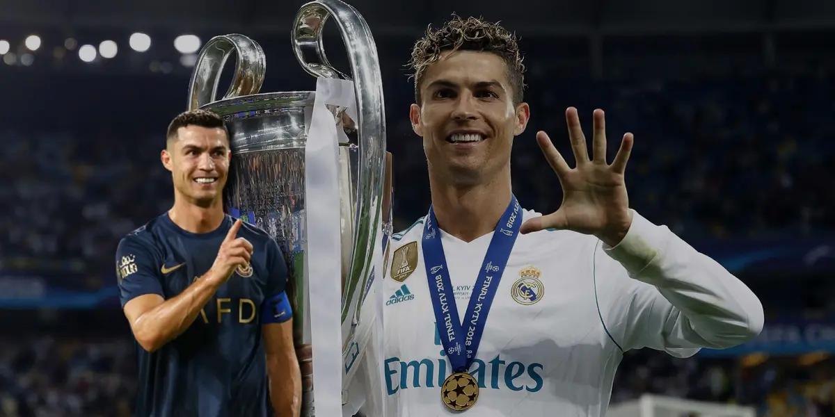 Cristiano Ronaldo con el trofeo de Champions League conseguido para Real Madrid en 2018.