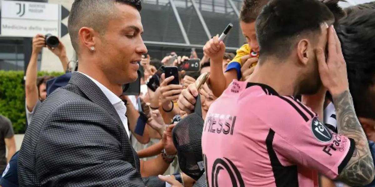 Cristiano Ronaldo con Lionel Messi, con la camiseta del Inter Miami
