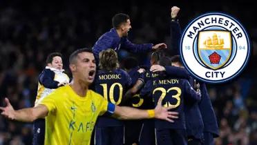 Cristiano Ronaldo, jugador de Al-Nassr, y jugadores del Real Madrid celebrando