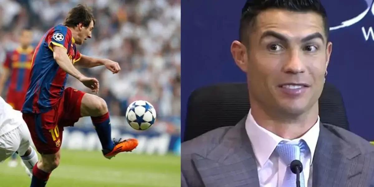 Cristiano Ronaldo tuvo una imagen muy parecida a las tantas que hizo Lionel Messi y la imagen no tardó en viralizarse