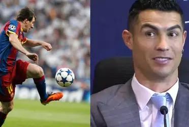 Cristiano Ronaldo tuvo una imagen muy parecida a las tantas que hizo Lionel Messi y la imagen no tardó en viralizarse