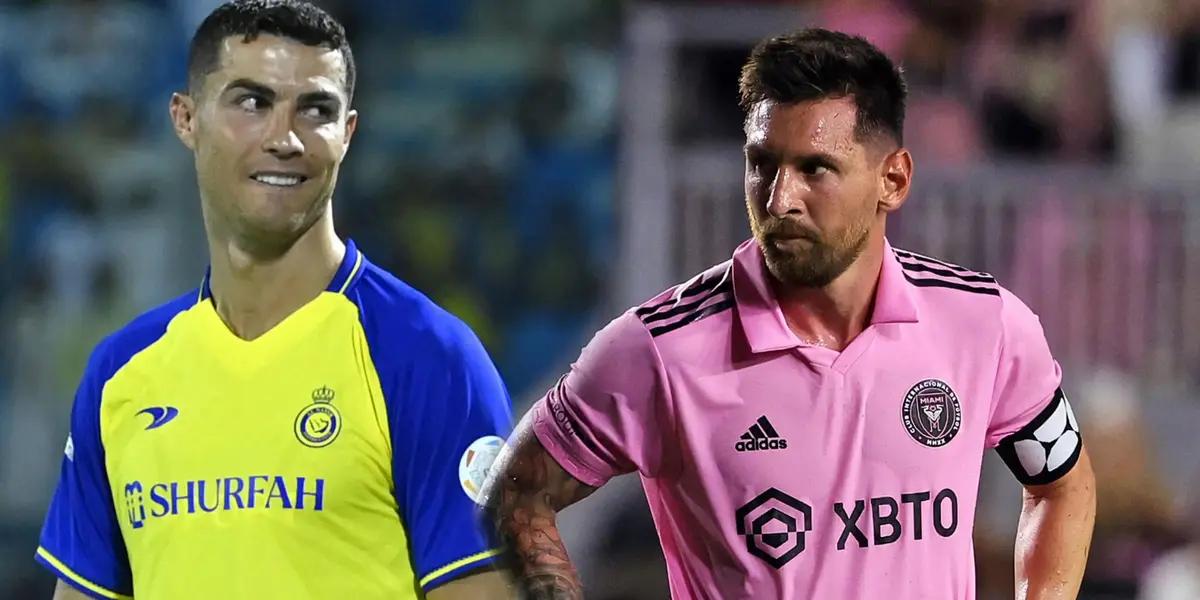 Cristiano Ronaldo y Lionel Messi en acción con sus equipos.