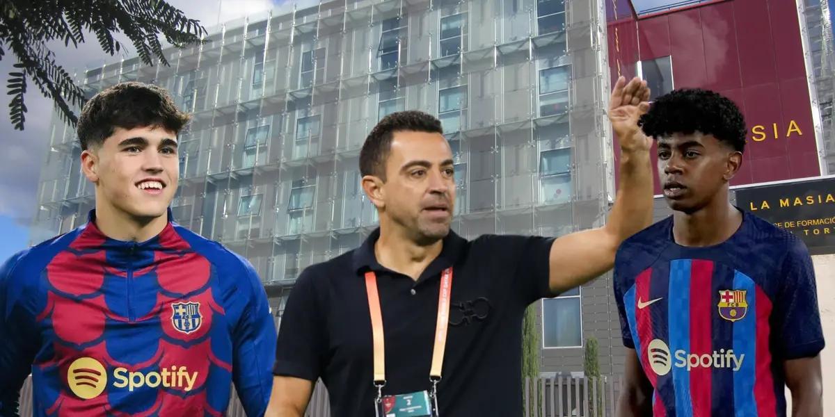 Cubarsi, Xavi y Yamal, de fondo La Masia