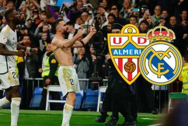 Dani Carvajal celebrando el gol de la remontada vs Almería