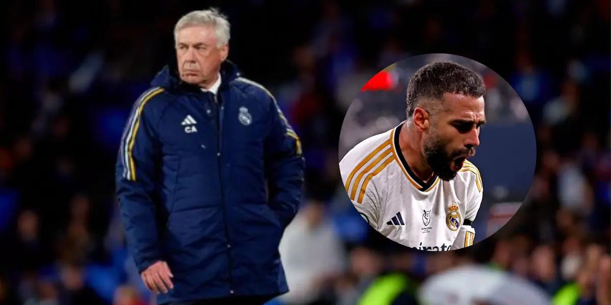 Dani Carvajal y Ancelotti. Foto: redes de Dani Carvajal y Ancelotti.