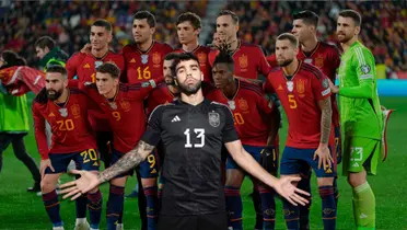 David Raya vistiendo el buzo de la Selección de España.