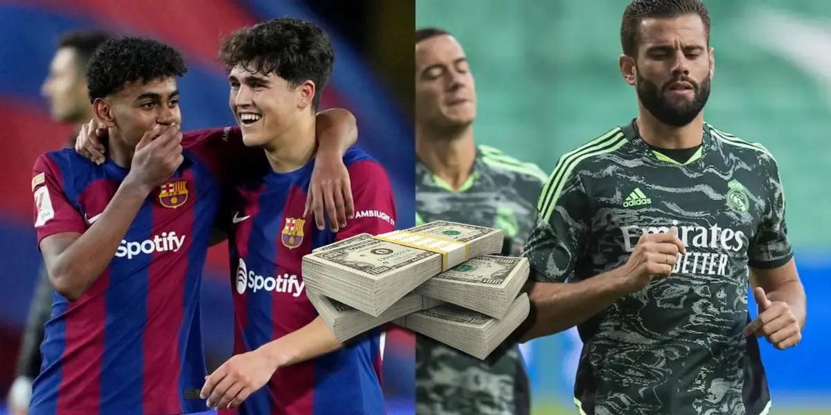 De un lado, Lamine Yamal y Pau Cubarsí, joyas de La Masía. Del otro, Nacho Fernández, de Real Madrid.