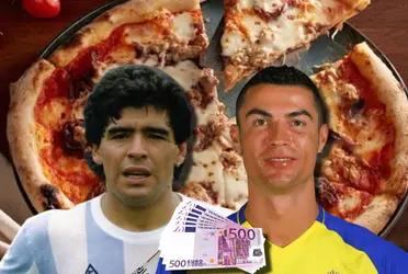 Diego Maradona decidió comprar pizza con el sueldo que ganó, mientras Cristiano Ronaldo lo gastó en otra cosa