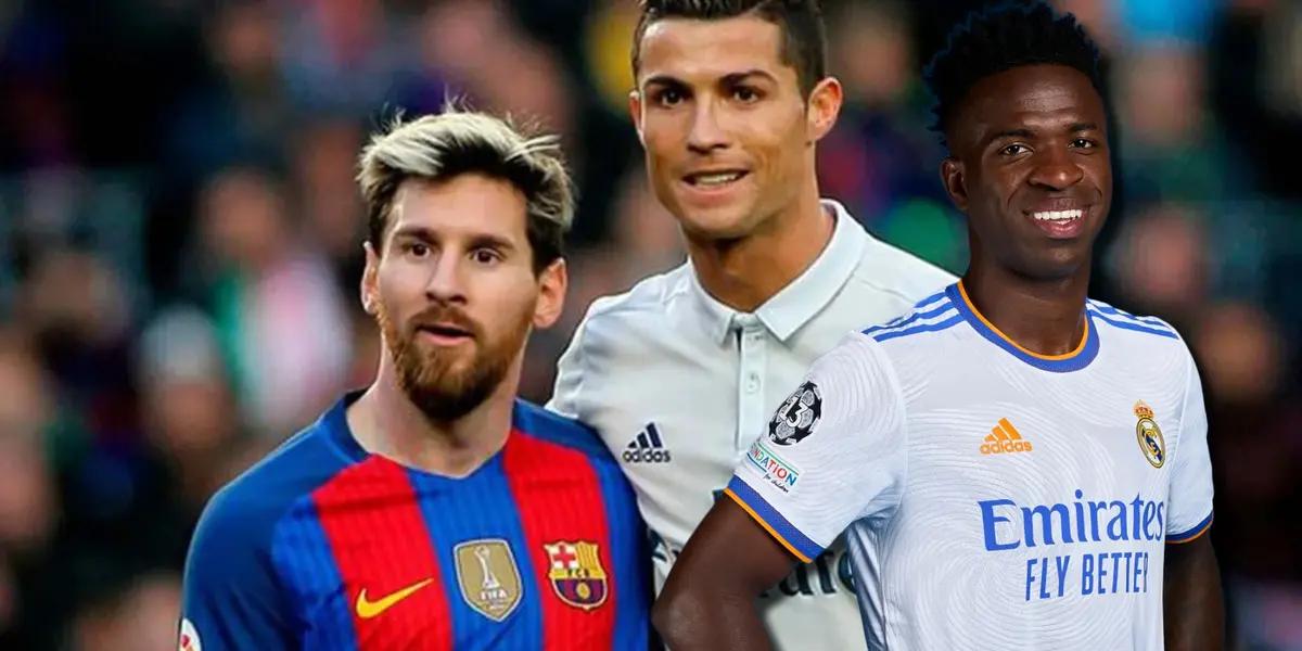 Dijo que es fan de CR7 pero así le rindió homenaje Vinicius a Messi en el Madrid