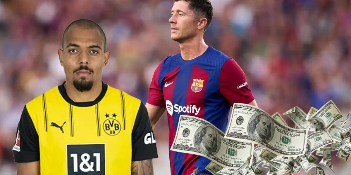 Donyell Malen - Robert Lewandowski (Foto: FC Barcelona)