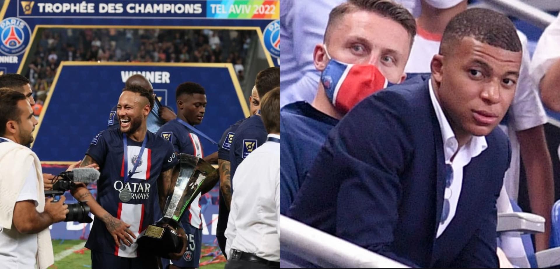 Duranta la coronación del Paris Saint-Germain Football Club en la que Neymar fue figura excluyente, se pudo ver al brasileño repartiendo las medallas entre sus compañeros mientras Kylian Mbappé observaba desde la grada.