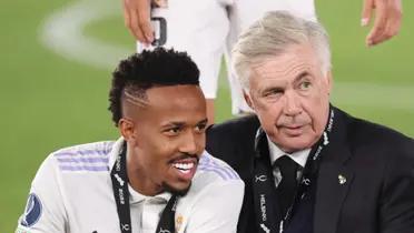 Eder Militao y Carlo Ancelotti / Foto: AS
