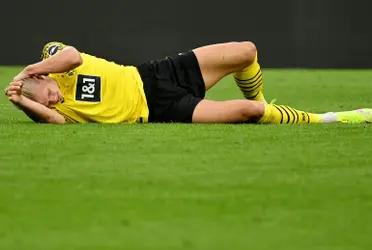 El atacante noruego Erling Haaland venía con molestias físicas en las últimas jornadas. según inorma la prensa alemana, se perdería el resto del año por una lesión en la cadera.