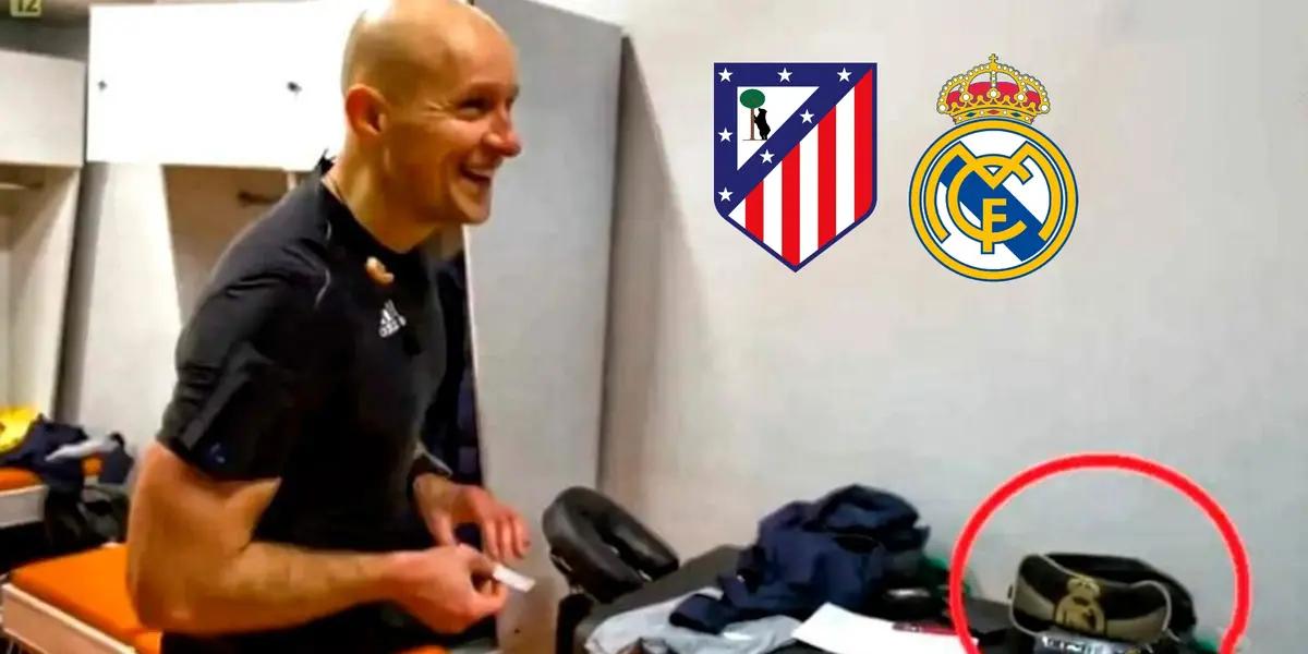 El colegiado polaco fue fotografiado con un estuche del conjunto madridista