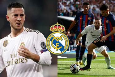 El delantero belga lleva una cantidad increíble de minutos jugados en El Clásico desde que viste la camiseta merengue, algo que ha dejado ver lo que es su pobre paso por la casa blanca.