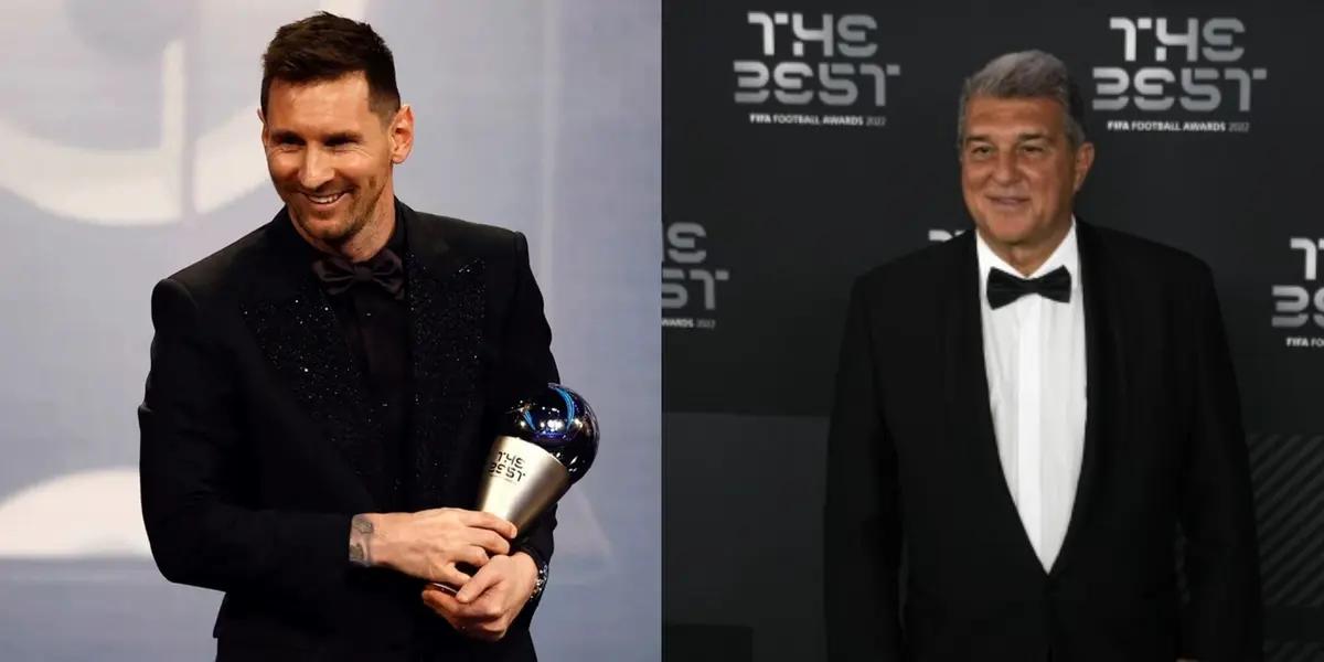 El directivo culé estuvo de cerca siguiendo la premiación del argentino.