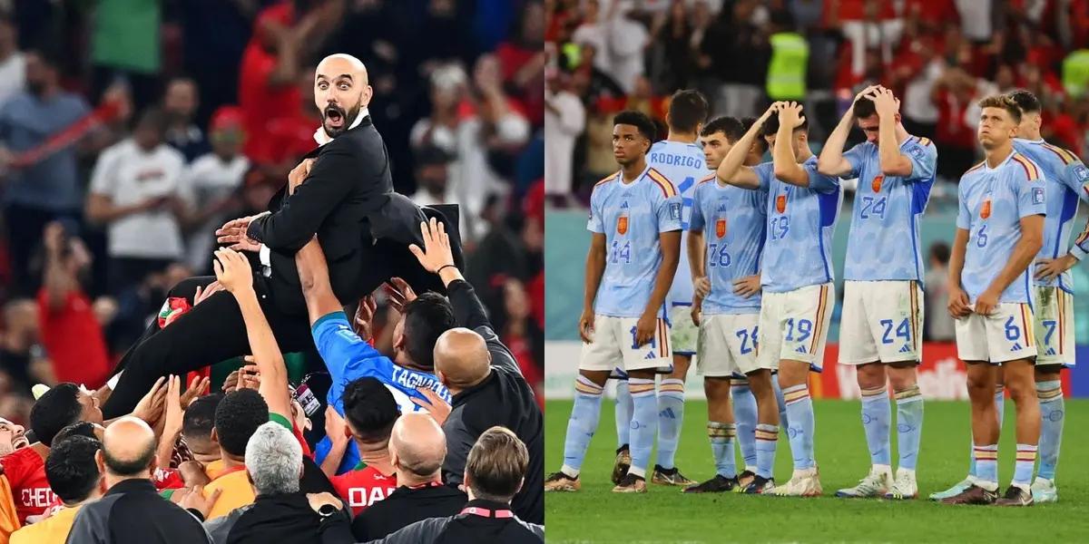 El DT de Marruecos elogió a La Roja luego de quedar eliminado del Mundial a manos de Francia.