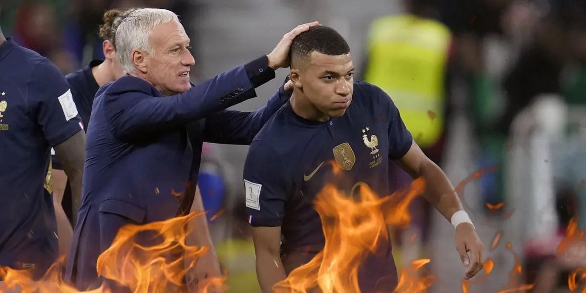 El entrenador y la estrella de Francia no pudieron ocultar su enfado en el descanso.