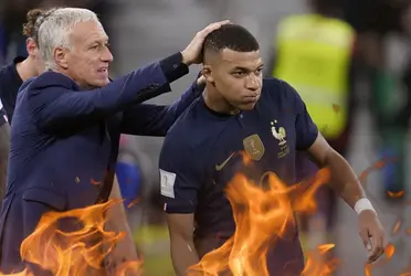 El entrenador y la estrella de Francia no pudieron ocultar su enfado en el descanso.