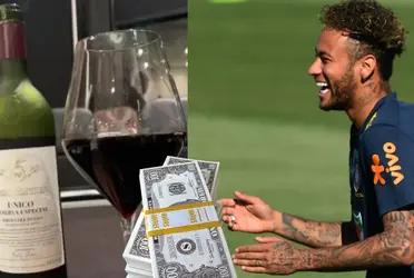 El futbolista brasileño fue objeto de críticas al ostentar un vino valuado en más de 435 euros. La bebida fue un regalo que se hizo así mismo luego de vencer en algún encuentro.