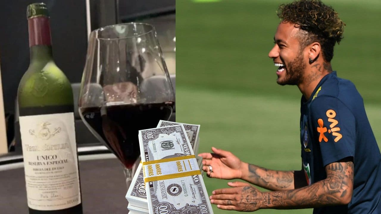 El futbolista brasileño fue objeto de críticas al ostentar un vino valuado en más de 435 euros. La bebida fue un regalo que se hizo así mismo luego de vencer en algún encuentro.