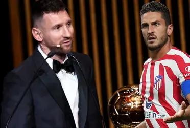 El futbolista del Atlético Madrid aclaró quién era su favorito a ganar el galardón que se llevó el argentino por octava vez