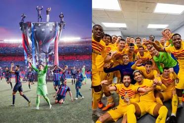 El futbolista ex Barcelona estuvo festejando como un fanático más.