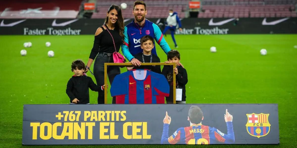 El hijo del astro argentino protagonizó un divertido momento previo al encuentro del Barcelona.
