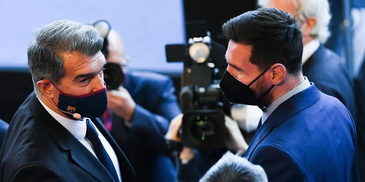 El mandamás del Barcelona comentó que no pudo entablar diálogo con el referente histórico culé y repitió que esperaba que salga de él la idea de jugar gratis en equipo blaugrana. La relación con Messi, en su peor momento.