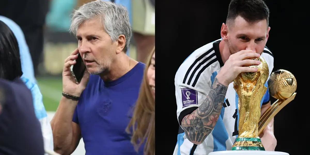 El padre y agente del astro argentino fue visto en Barcelona.