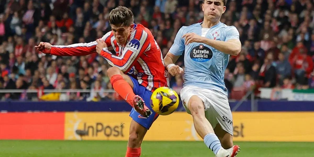 El partido entre el Atlético de Madrid y el Celta acabó con un 1-1 y una roja a Pablo Barrios