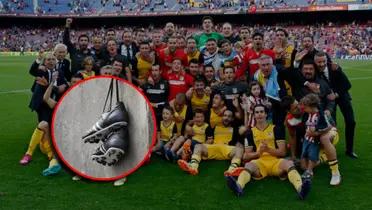 El plantel de Atlético de Madrid campeón de La Liga 2013/14.