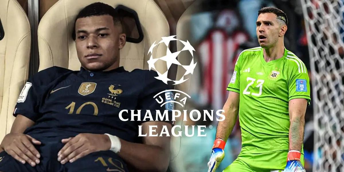 El portero apuntó en reiteradas veces contra Kylian en los festejos por el Mundial de Qatar 2022.