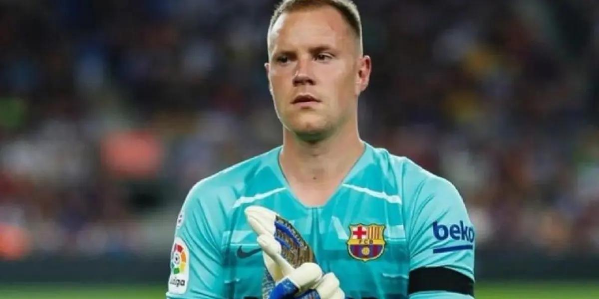 El portero del Barcelona baló luego del partido frente al Huesca.