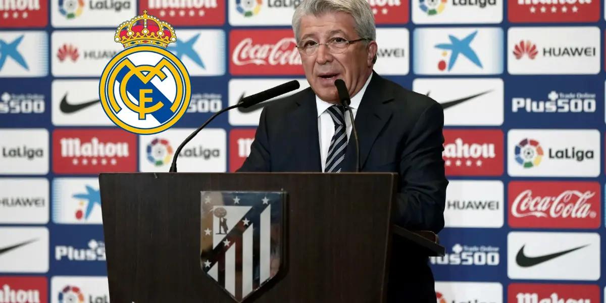 El presidente del Atlético de Madrid ha dado su opinión sobre las palabras de Courtois