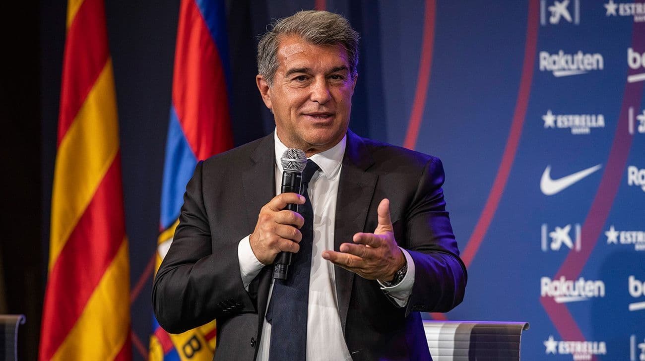 El Presidente del Barcelona Joan Laporta habló sobre lo sucedido en el partido de vuelta de la Europa League en el que los aficionados del Frankfurt se hicieron presentes en gran número en el Camp Nou.