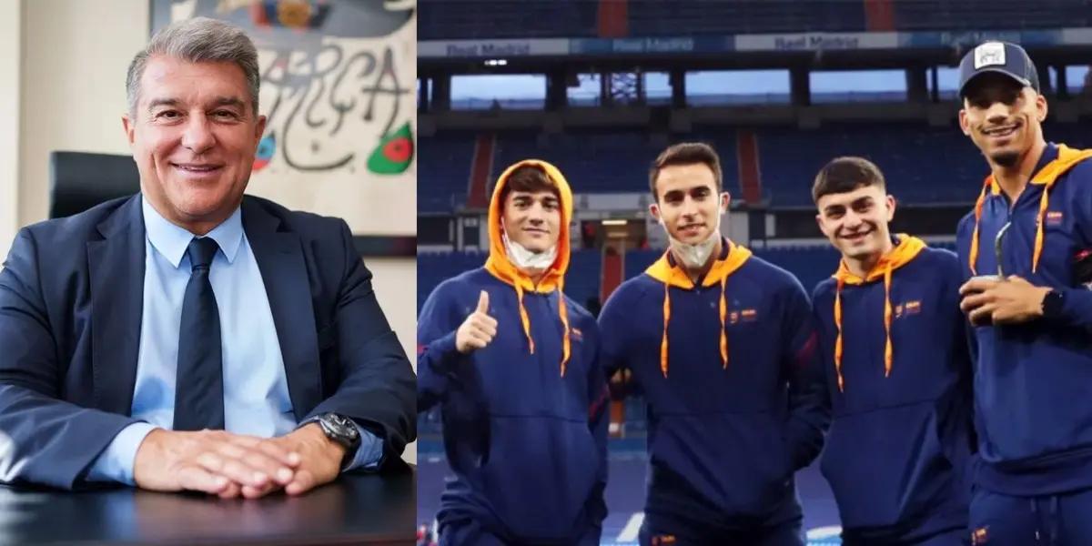 El presidente Joan Laporta prefiere prevenir que lamentar y quiere asegurar a sus estrellas Gavi, Araujo y Balde.