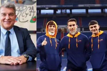 El presidente Joan Laporta prefiere prevenir que lamentar y quiere asegurar a sus estrellas Gavi, Araujo y Balde.