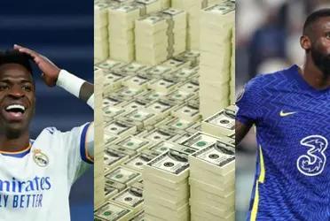 El recien fichado Antonio Rüdiger recibirá una prima por fichaje de 15 millones de euros más un salario de 10 millones, muchisímo más que los 4 que percibe Vinicius Junior.