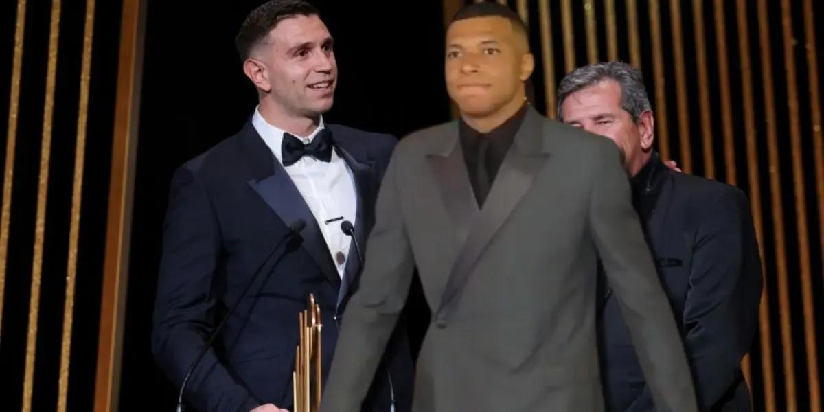 Emiliano Martínez ganó el premio a mejor portero del mundo, y en ese momento le enfocaron a Kylian Mbappé