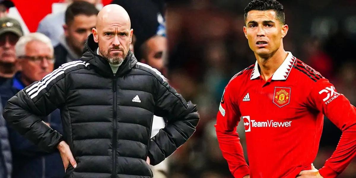 Erik Ten Hag y Cristiano Ronaldo en el Manchester United