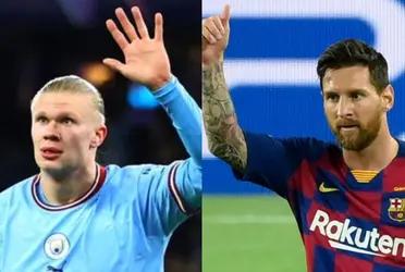 Erling Haaland igualó a Lionel Messi en marcar cinco tantos en un partido de Champions League pero lo hizo en tiempo récord