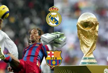 Es uno de los pocos que vistió las camisetas de FC Barcelona y Real Madrid que además es campeón del mundo pero juega por una migaja