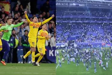 FC Barcelona no pudo festejar porque malos hinchas del Espanyol invadieron la cancha para buscar agredir a los jugadores