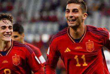 Ferran Torres anotó el segundo gol para poner a ganar a España ante Georgia y no se olvidó de Gavi
