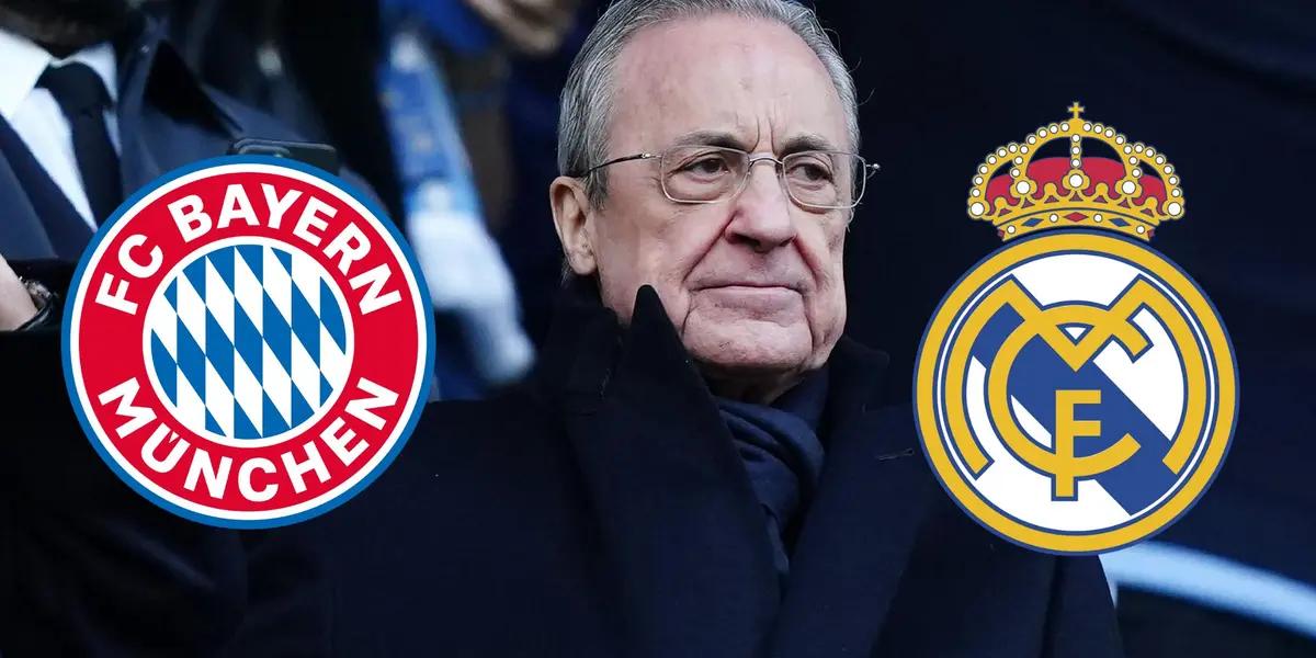 Florentino Pérez en las gradas del Santiago Bernabéu.