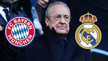 Florentino Pérez en las gradas del Santiago Bernabéu.
