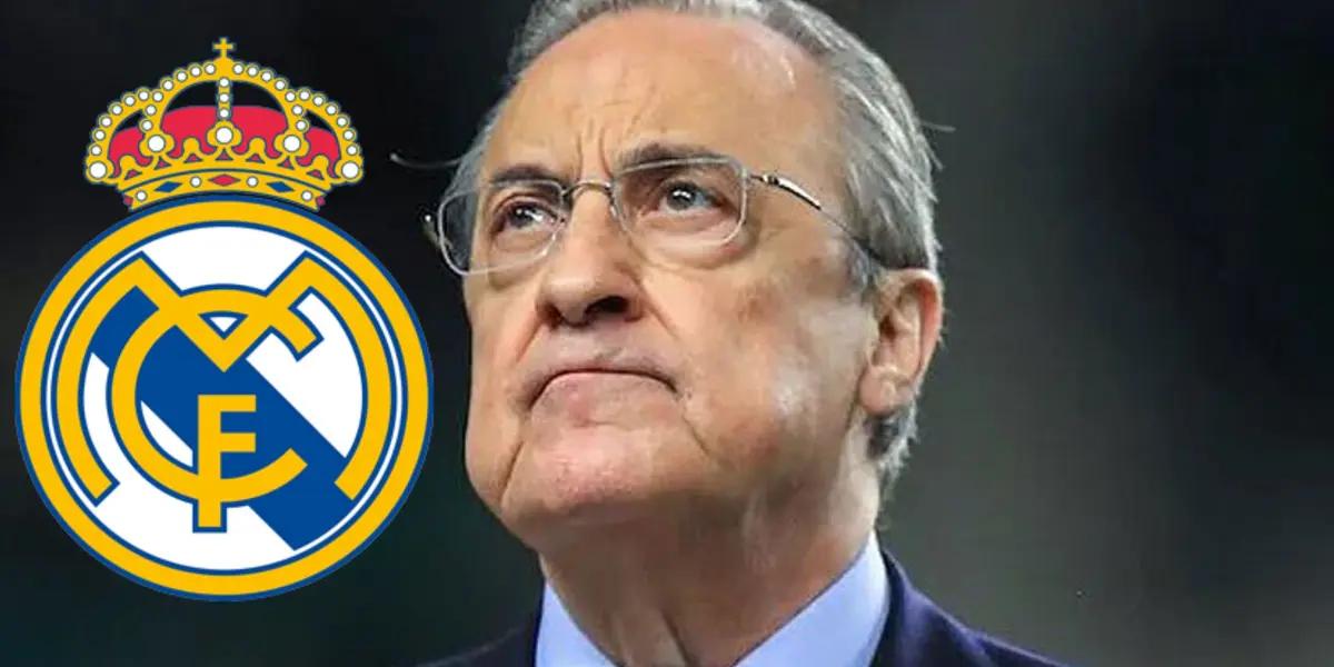 Florentino Pérez, presidente del Real Madrid, escudo que aparece.